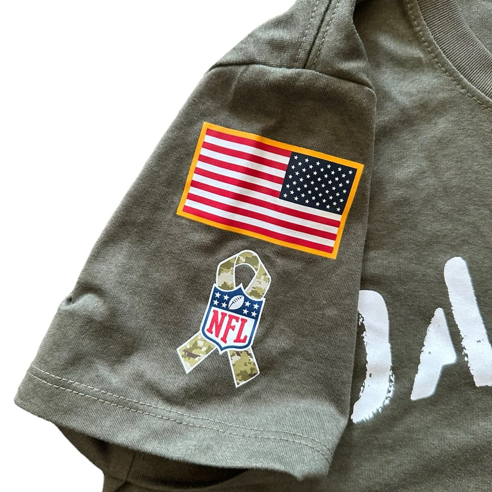 NFL Dallas Cowboys Football Salute To Service Army Green Small Nike Dry Fit Tee - Picture 4 of 8